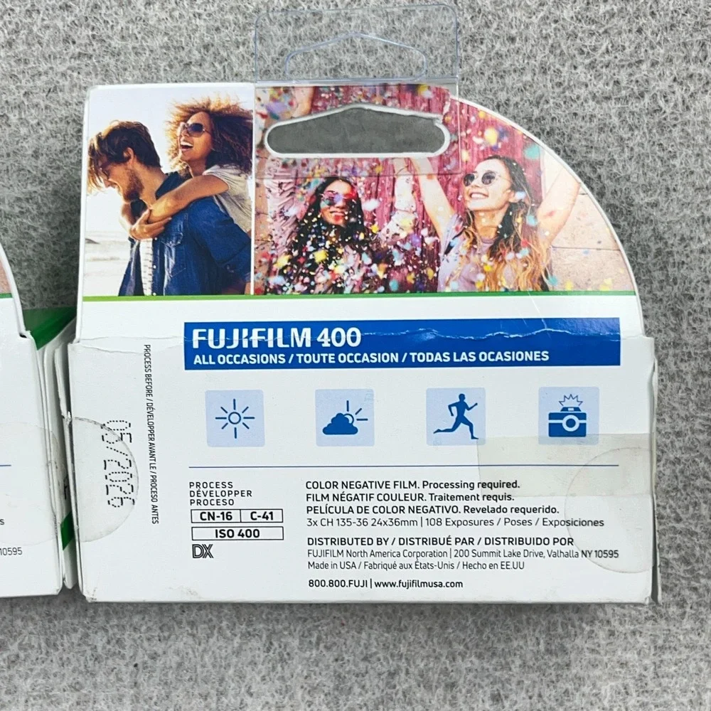 Fujifilm 400 Color Negative 35mm Film, 36 Exposure 2 Pack Lot of 2 Total 6 Rolls